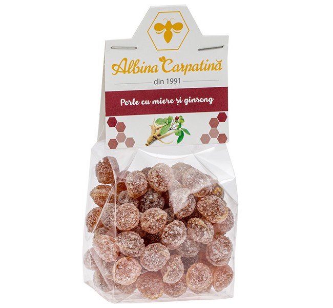 Perle cu miere si ginseng Albina Carpatina - 100 g imagine produs 2021 Albina Carpatina